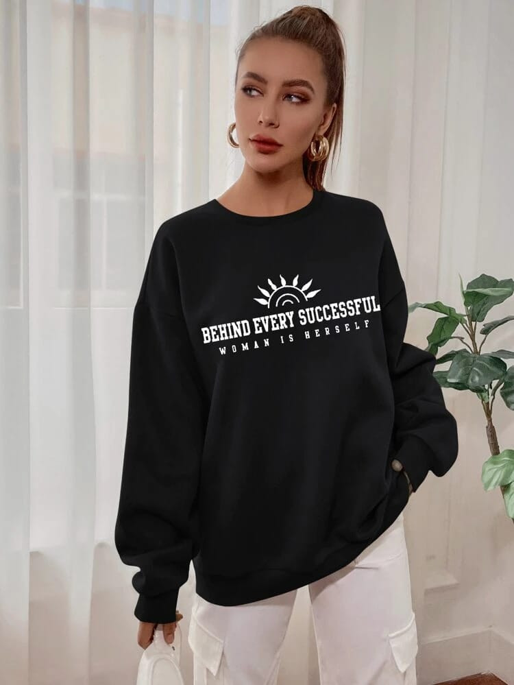 Fifth Avenue DIFT323 Behind Successful Printed Sweatshirt - Black