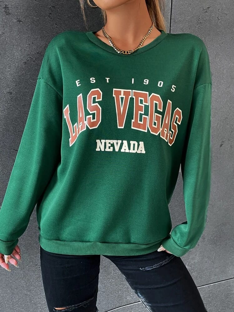 Fifth Avenue DIFT348 Las Vegas Printed Sweatshirt - Green