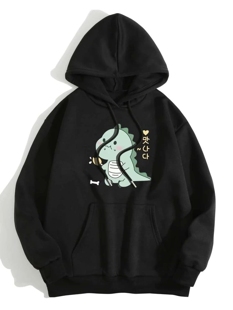 Fifth Avenue DIFT350 Cartoon Print Hoodie - Black