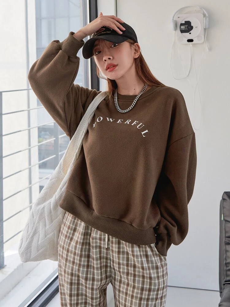 Fifth Avenue DIFT368 Powerful Printed Sweatshirt - Brown