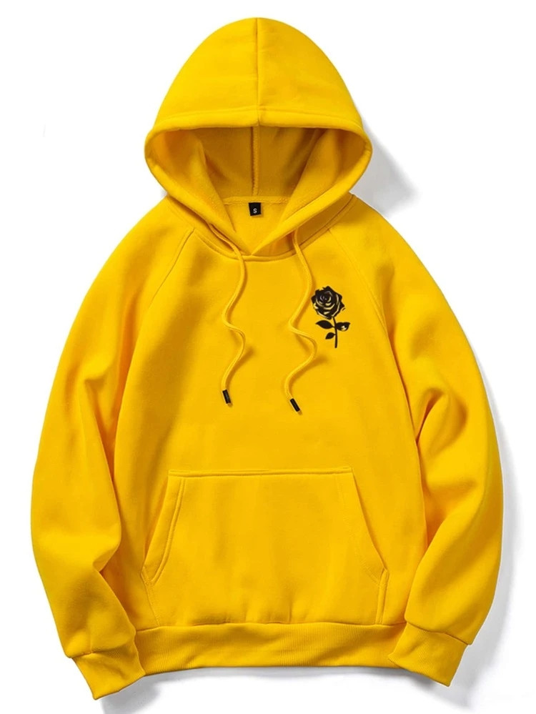 Fifth Avenue DIFT372 Flower Print Hoodie - Yellow