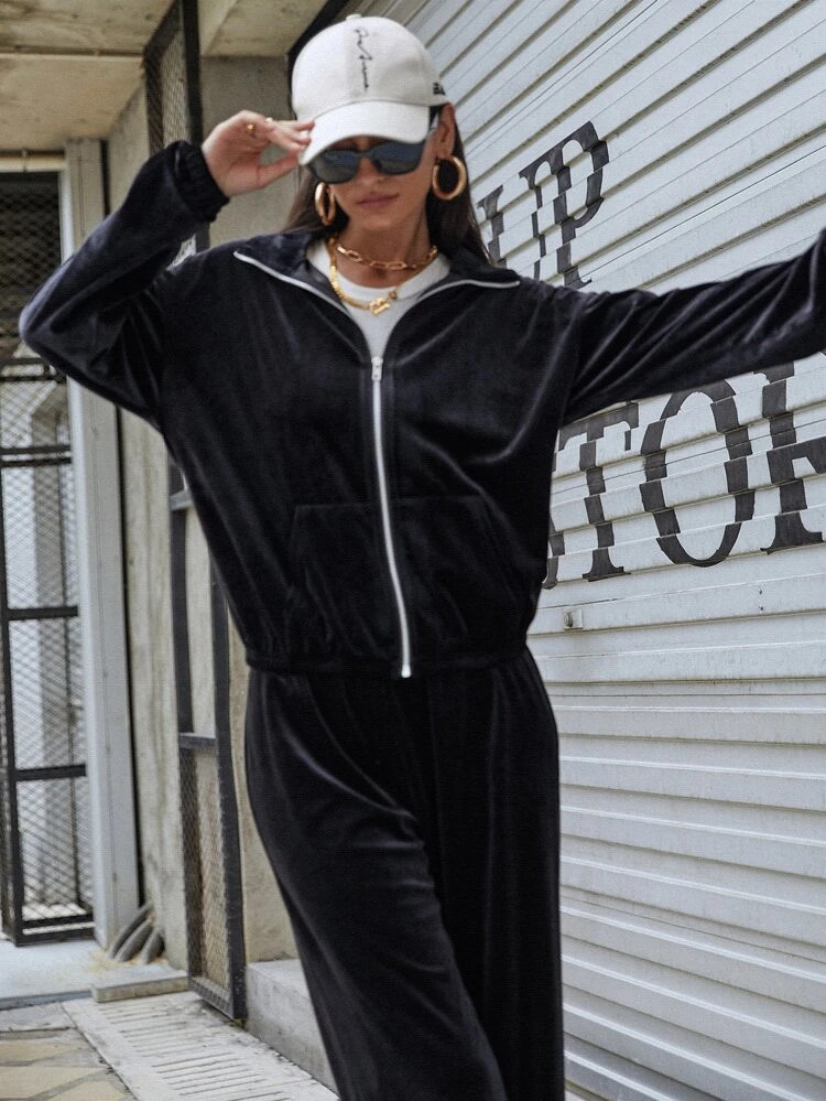 Fifth Avenue Womens Velvet Jacket and Pants Co-Ord Set FAVELC22