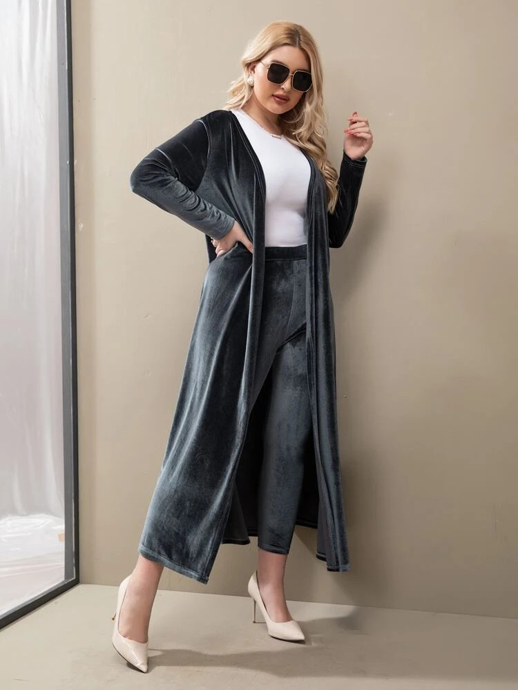 Fifth Avenue Women's Velvet Coat and Pants Co-Ord Set FAVELC24 - DG