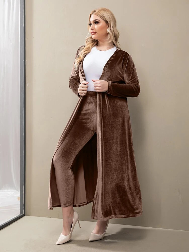 Fifth Avenue Women's Velvet Coat and Pants Co-Ord Set FAVELC24 - CB