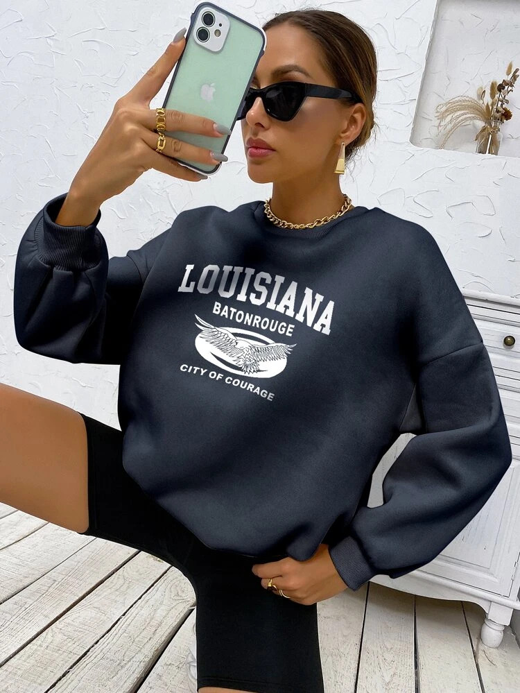 Fifth Avenue DIFT387 Baton Rouge Printed Sweatshirt - Blue