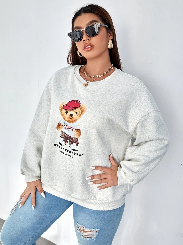 Fifth Avenue DIFT394 Bear Printed Sweatshirt - Grey