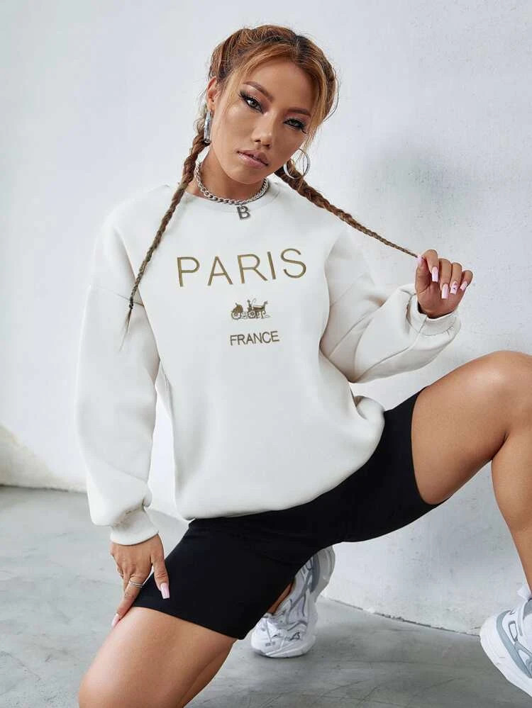Fifth Avenue DIFT406 Paris Printed Sweatshirt - White