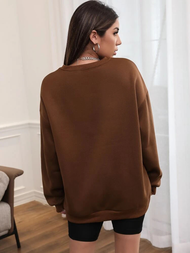 Fifth Avenue DIFT411 Heart Printed Sweatshirt - Brown