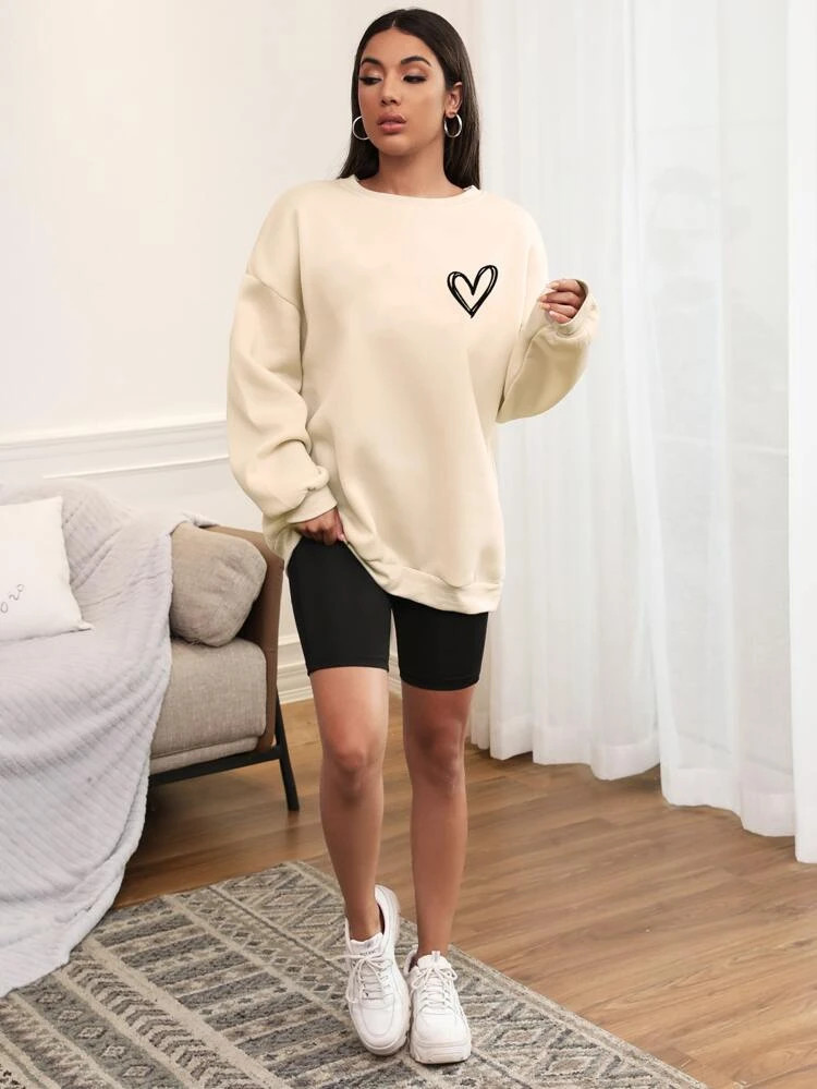 Fifth Avenue DIFT411 Heart Printed Sweatshirt - Cream