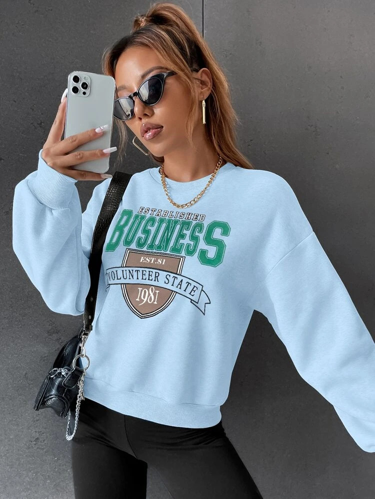 Fifth Avenue DIFT418 Business Printed Sweatshirt - Light Blue