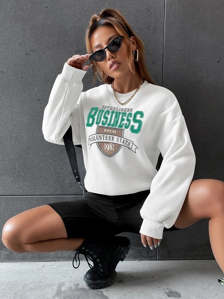 Fifth Avenue DIFT418 Business Printed Sweatshirt - White