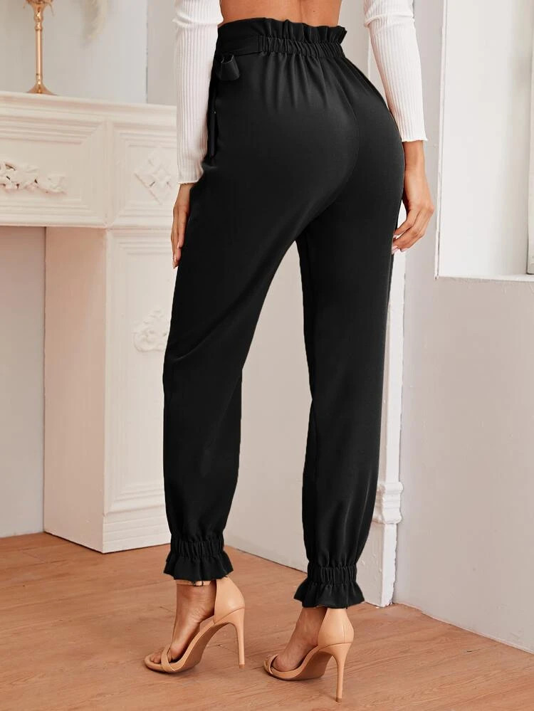 Fifth Avenue Women's Georgette Tie Detail Elastic Waist Pants FAWEWP2