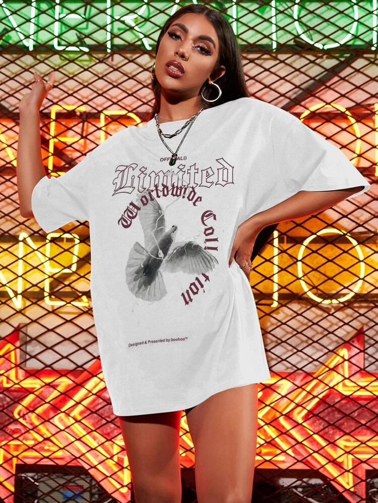 Fifth Avenue DIFT455 Oversized Limited Printed T-Shirt - White