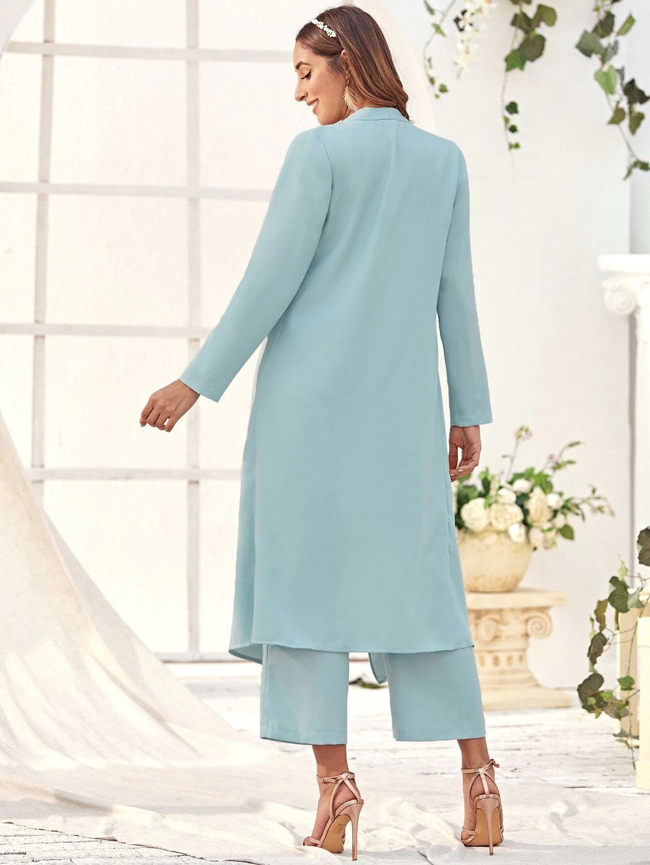 Fifth Avenue Women's Georgette Waterfall Coat and Pants Set - FAWGTPS12