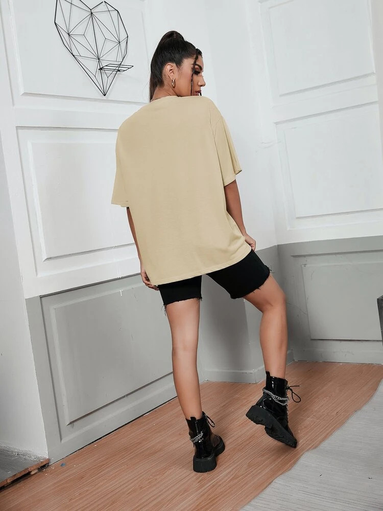 Fifth Avenue DIFT476 Oversized Brooklyn Printed T-Shirt - Cream