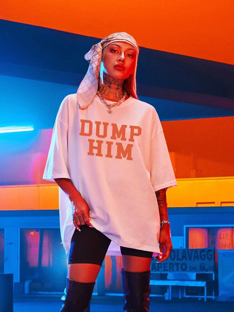 Fifth Avenue DIFT486 Dump Him Printed T-Shirt - White
