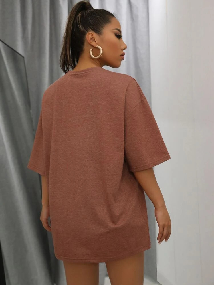 Fifth Avenue DIFT504 Oversized Heart Printed T-Shirt - Brown