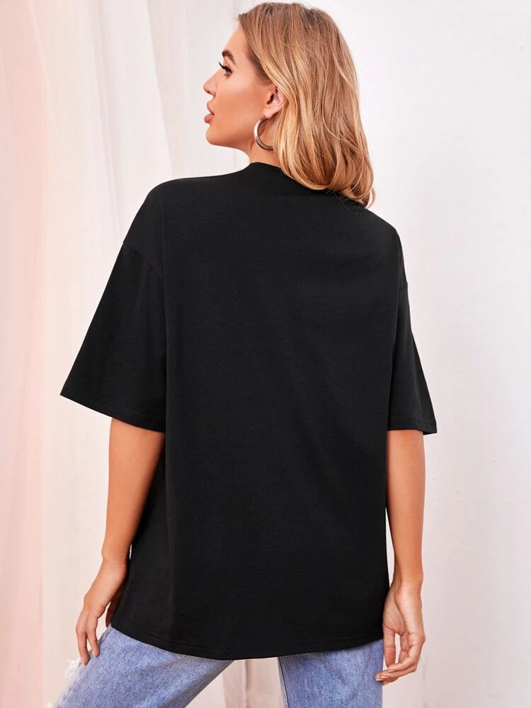 Fifth Avenue DIFT504 Oversized Heart Printed T-Shirt - Black