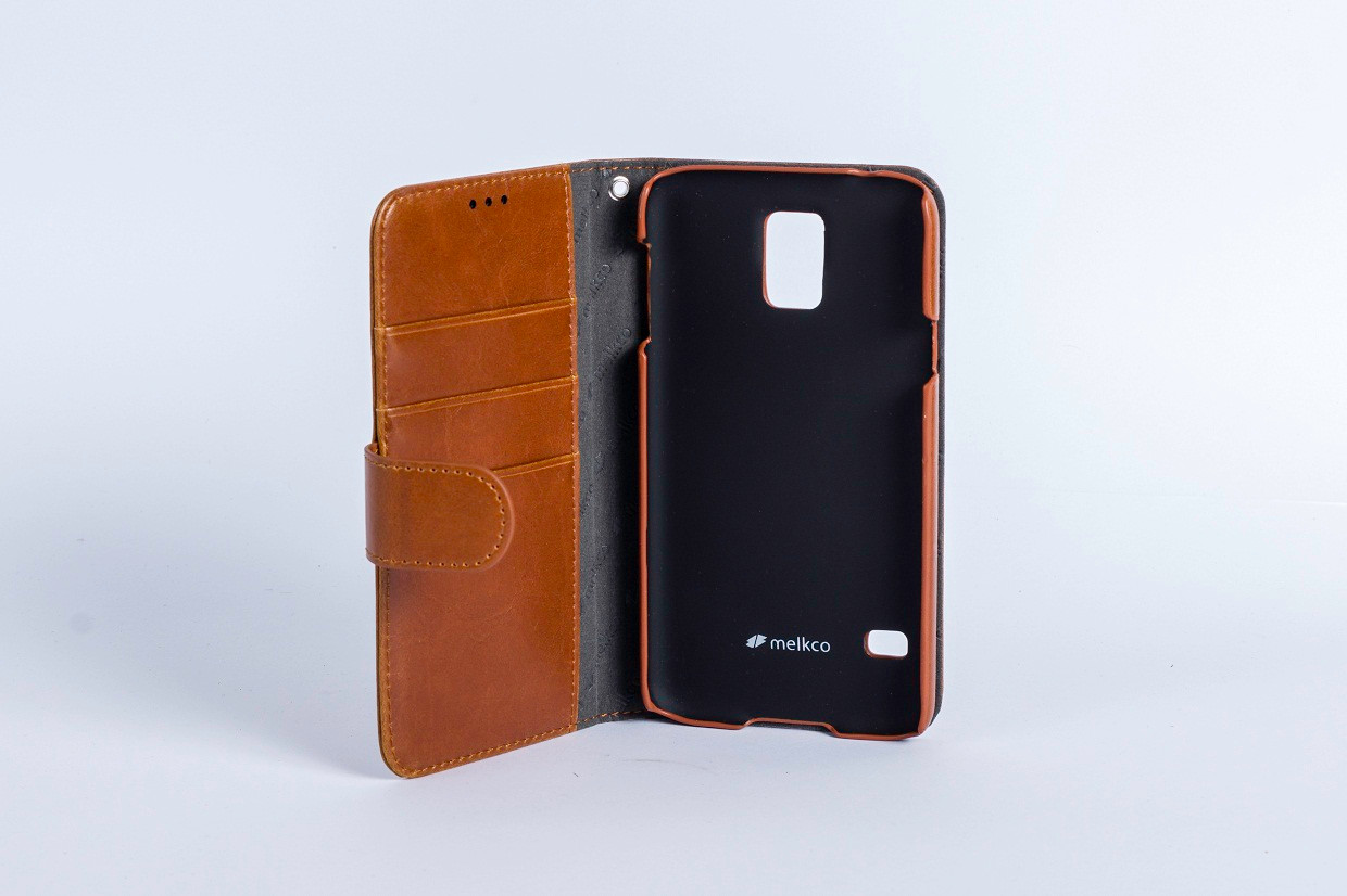 Melkco Mini Wallet Book Type Case for Samsung Galaxy S5 - Brown Leather