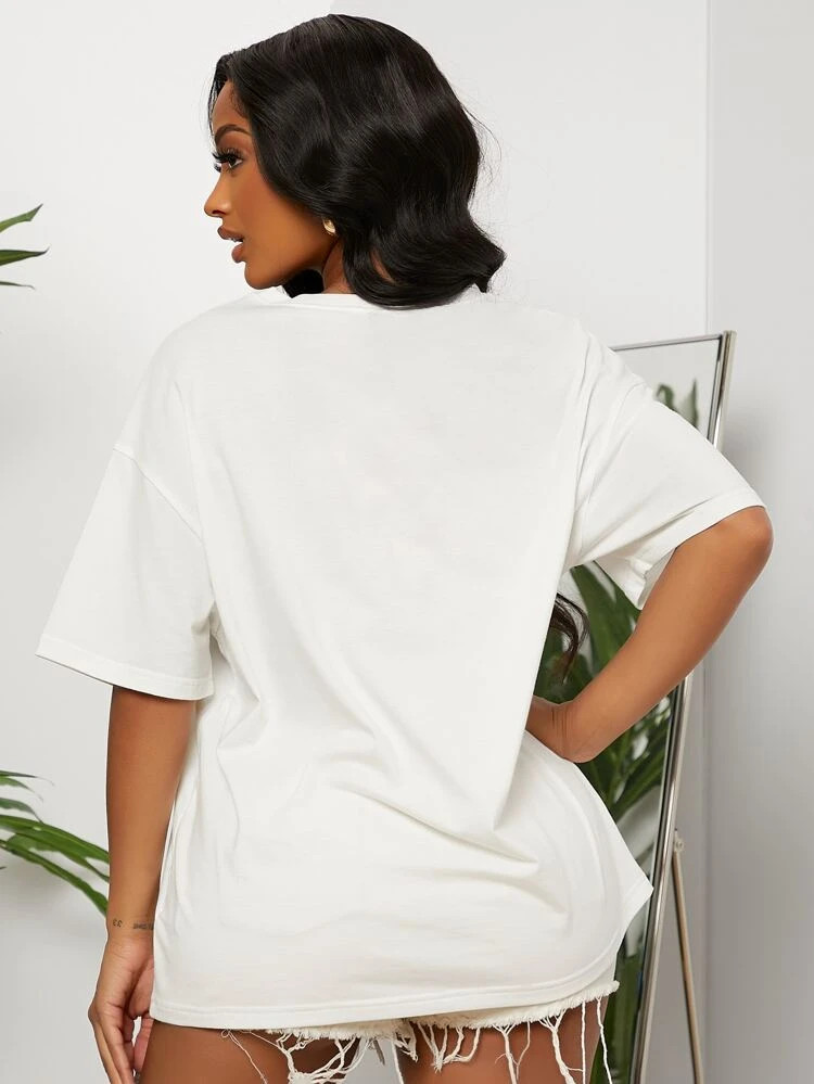 Fifth Avenue DIFT527 Oversized Marvellous Printed T-Shirt - White