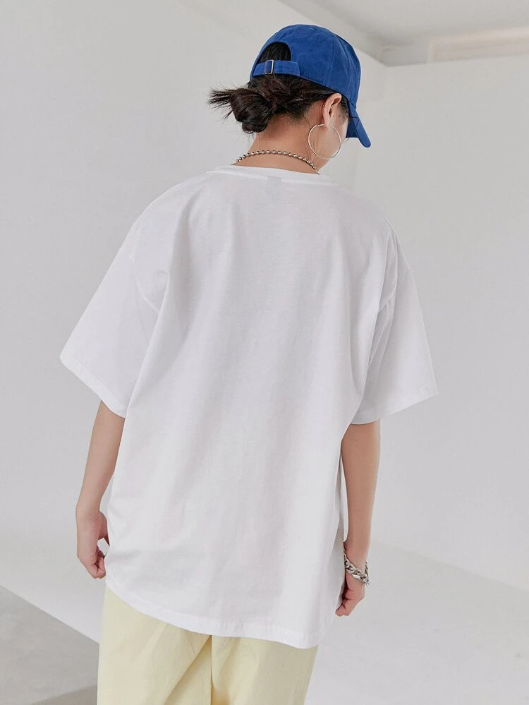 Fifth Avenue DIFT532 Oversized Non Stop Printed T-Shirt - White
