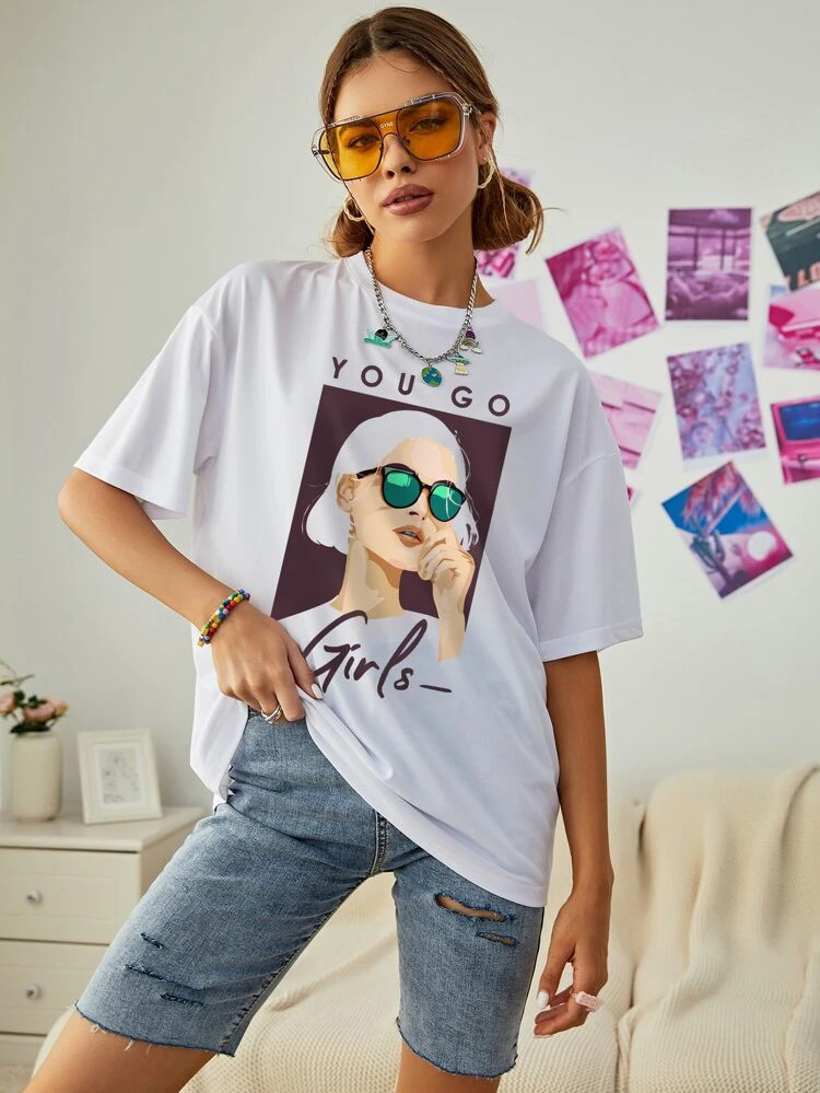 Fifth Avenue DIFT540 You Go Girls Printed T-Shirt - White