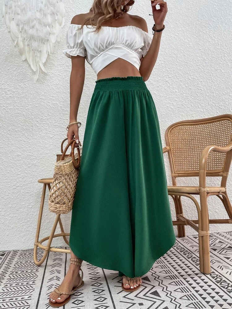 Fifth Avenue Women's Elastic Wide Waist Detail Wide Leg Pants FAWLP24