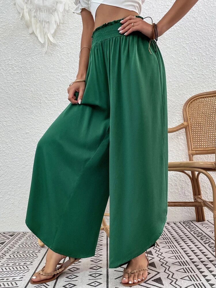 Fifth Avenue Women's Elastic Wide Waist Detail Wide Leg Pants FAWLP24