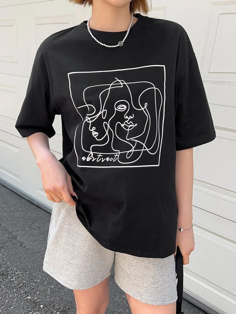 Fifth Avenue DIFT542 Figure Printed T-Shirt - Black
