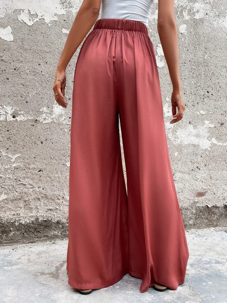 Fifth Avenue Women's Button Detail Wide Leg Pants FAWLP28