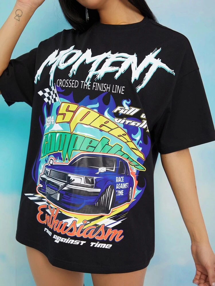 Fifth Avenue DIFT543 Car Printed T-Shirt - Black
