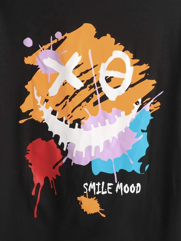 Fifth Avenue Face Graffiti Printed MIFT56 T-Shirt - Black