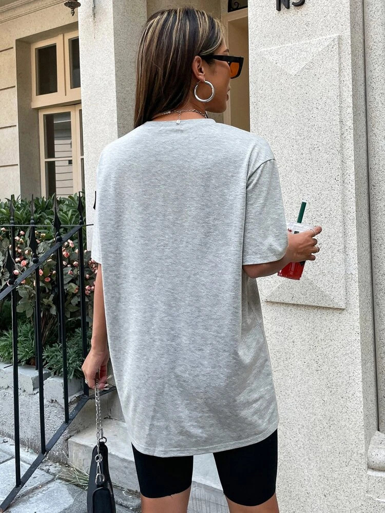 Fifth Avenue DIFT553 Tennis Printed Oversized T-Shirt - Grey