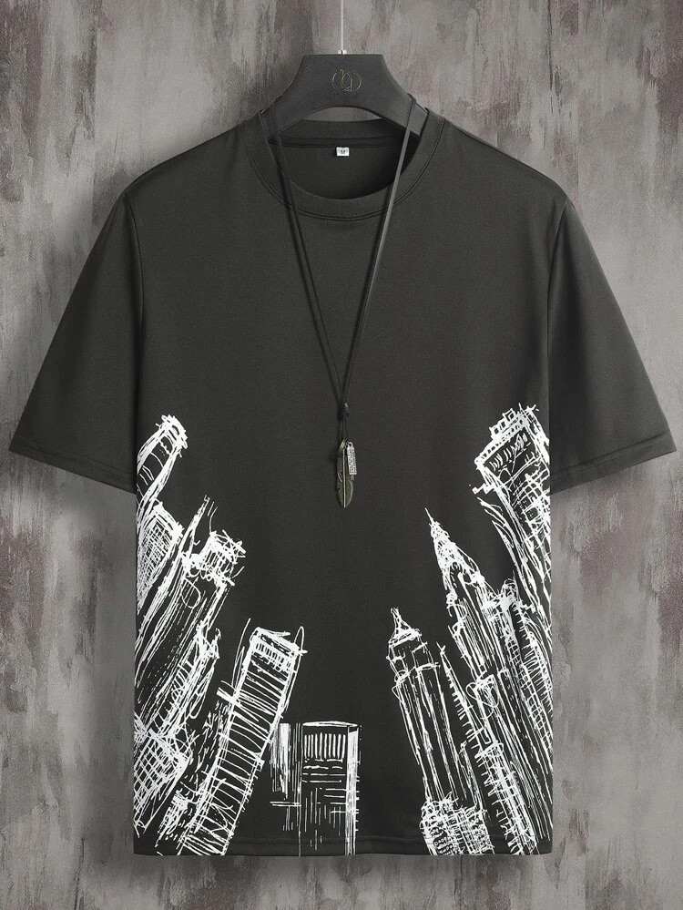 Fifth Avenue Buildings Printed MIFT93 T-Shirt - Black