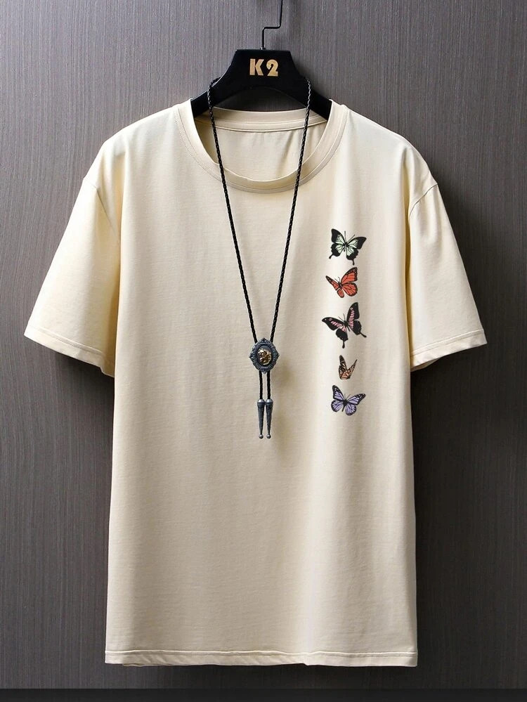 Fifth Avenue Butterfly Printed MIFT109 T-Shirt - Cream