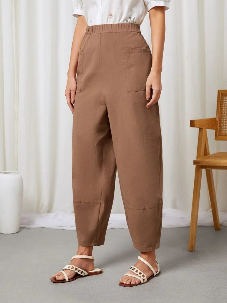 Fifth Avenue Women's Wide Leg Pocket Crop Detail Pants FAWLP42
