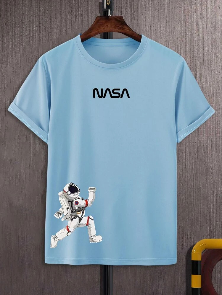Fifth Avenue Space Astronaut Printed MIFT150 T-Shirt - Light Blue
