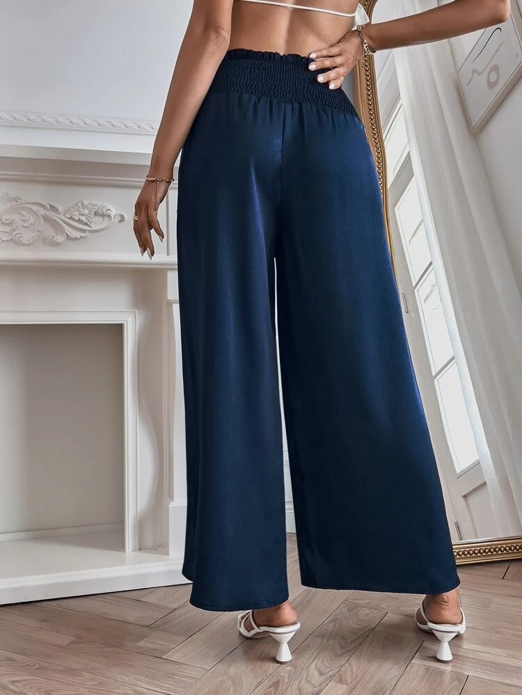 Fifth Avenue Women's Shirred Waist Button Detail Pants FAWLP48
