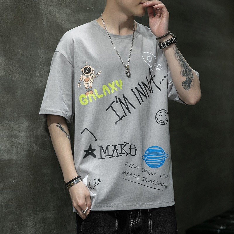 Fifth Avenue Text Stickers Printed MIFT169 T-Shirt - Grey