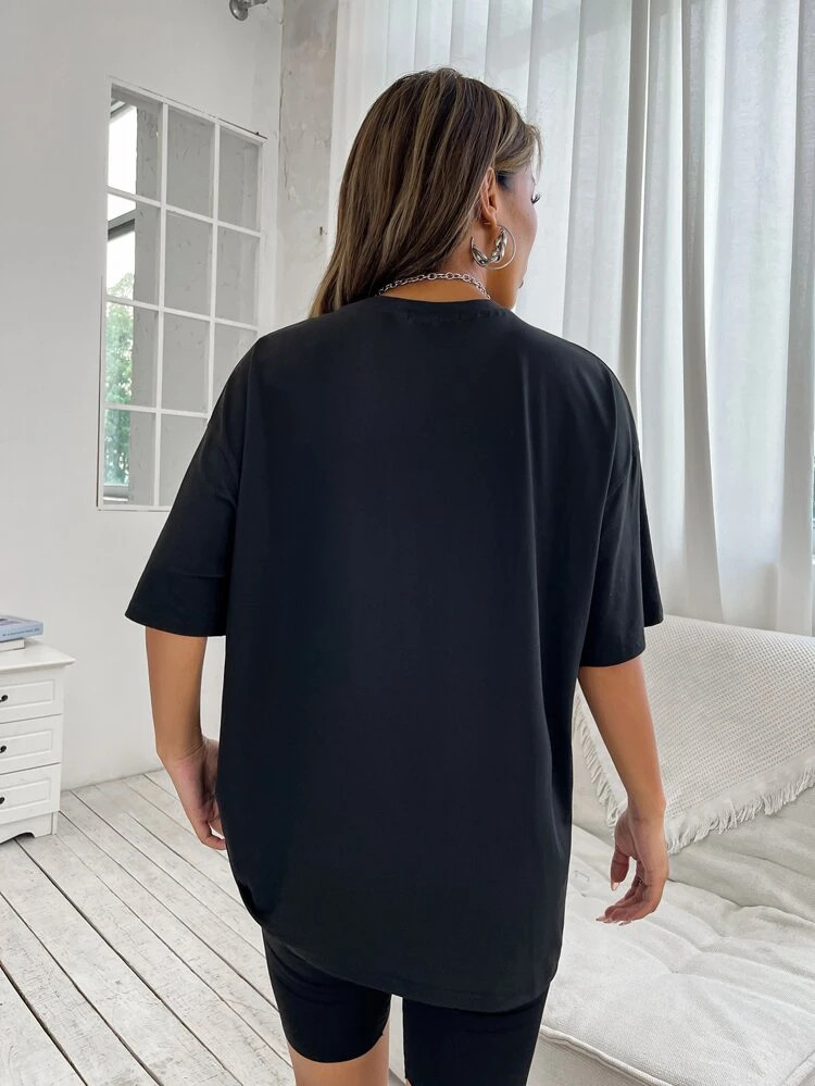 Fifth Avenue DIFT570 Michigan Printed Oversized T-Shirt - Black