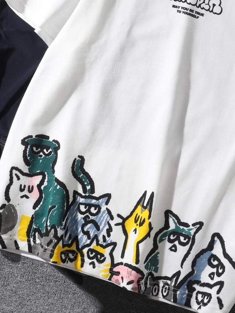 Fifth Avenue Cat Printed MIFT197 T-Shirt - White