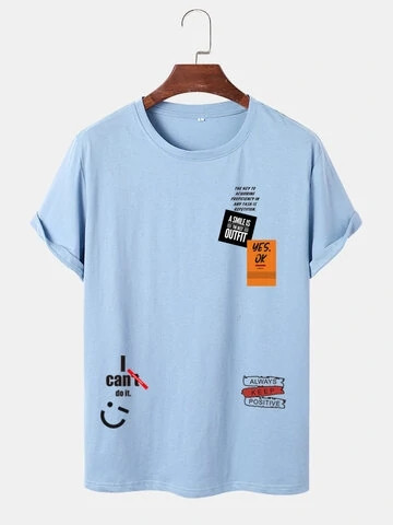 Fifth Avenue Stickers Printed MIFT212 T-Shirt - Light Blue