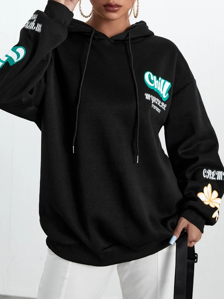 Fifth Avenue DIFT700 Stickers Print Hoodie - Black