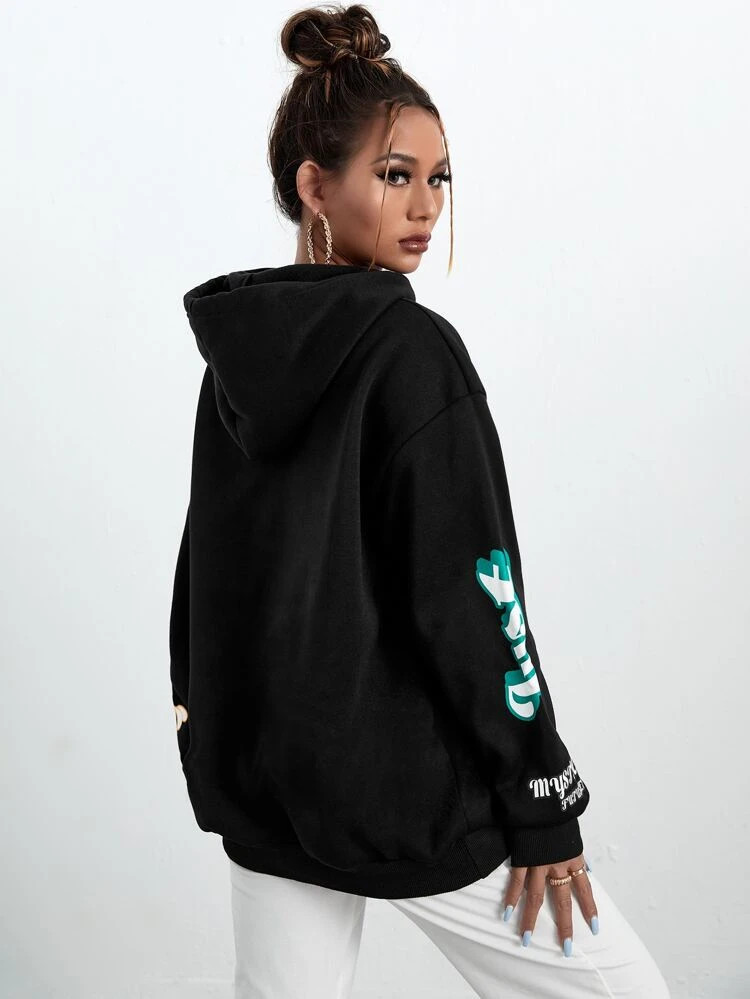 Fifth Avenue DIFT700 Stickers Print Hoodie - Black