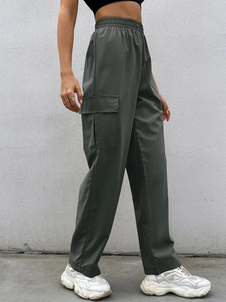 Fifth Avenue Women's Elastic Wide Leg Cargo Pocket Detail Pants FAWLP68