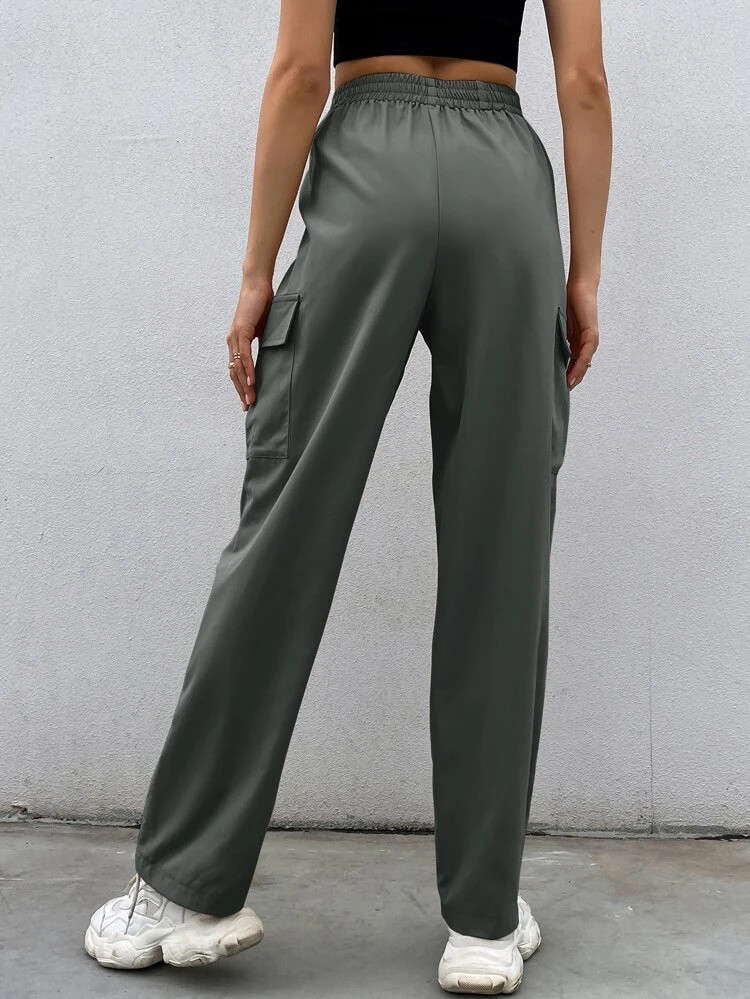 Fifth Avenue Women's Elastic Wide Leg Cargo Pocket Detail Pants FAWLP68