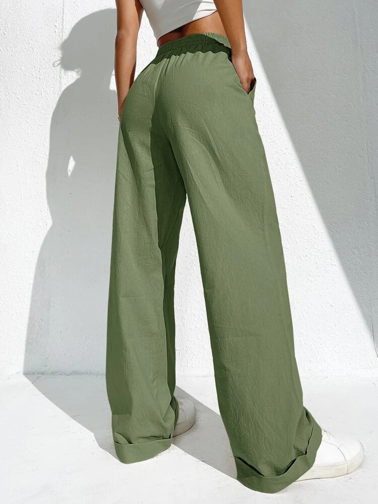 Fifth Avenue Women's Elastic Wide Leg Detail Pants FAWLP72