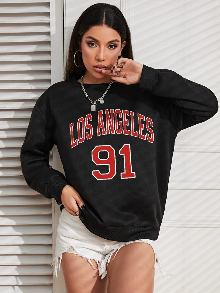Fifth Avenue DIFT703 Los Angeles Printed Sweatshirt - Black
