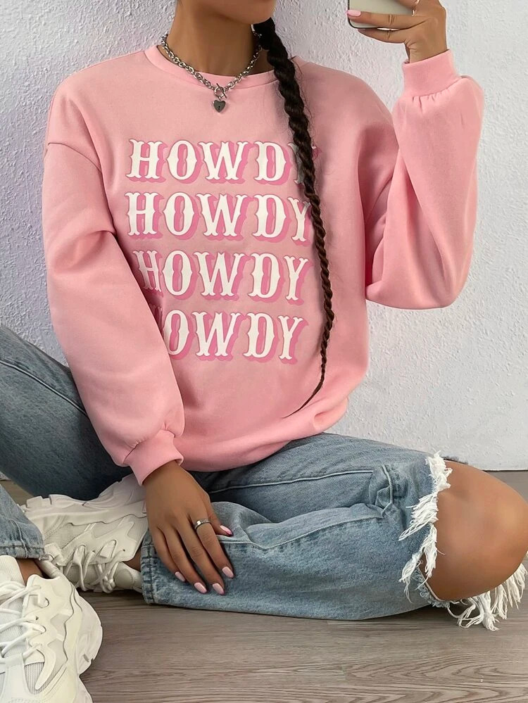 Fifth Avenue DIFT705 Howdy Printed Sweatshirt - Pink