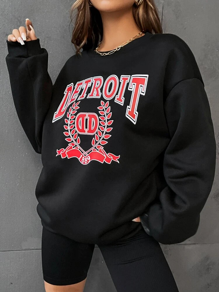 Fifth Avenue DIFT708 Detroit Printed Sweatshirt - Black